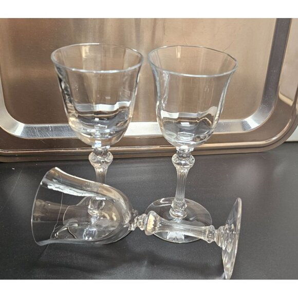 3 TiffinFranciscan Encanto Claret Wine Glasses 6.25" optic art nouveau cocktail - Picture 8 of 10